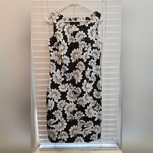 Charter Club Black and White Strapless Floral Sheath Dress